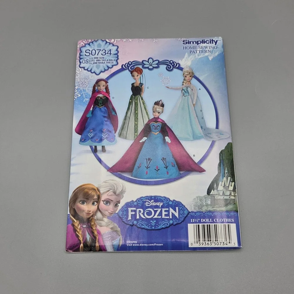 Simplicity S0734 Disney Frozen Fashion Doll Clothes Sewing Pattern Elsa Anna OS